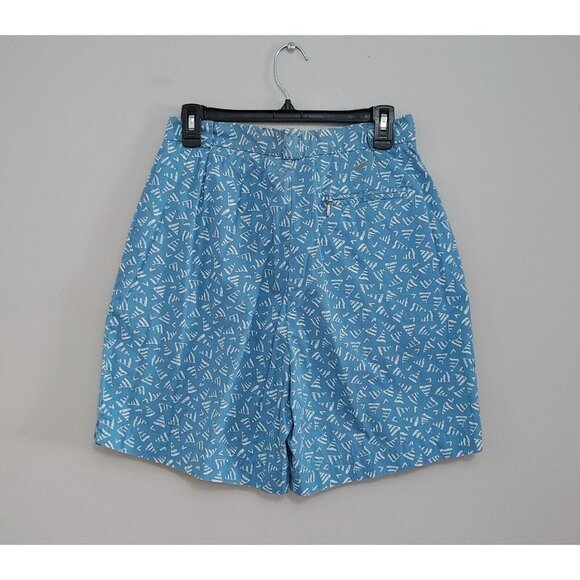 IZOD Club Vintage Golf Shorts Ladies Size 12 Blue Patterned Cotton Pleated Front - Picture 3 of 5